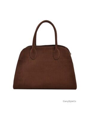 Retro Suede Leather Tote Bag Top Handle Shoulder Handbag Purse